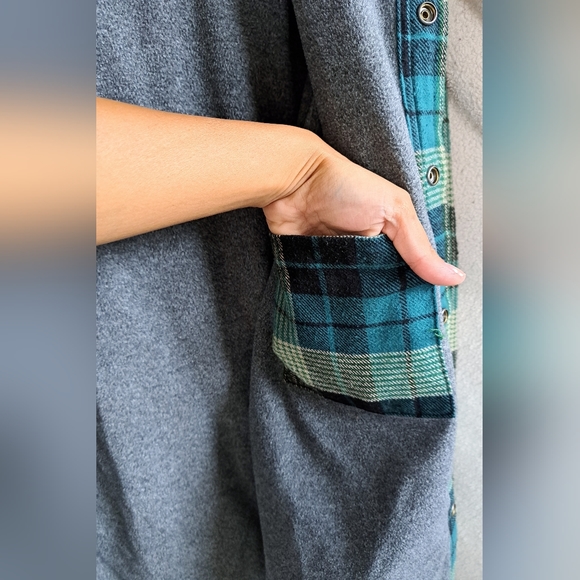 Men's Old Mill Thick Button Up Green and Blue Plaid Jacket - Picture 9 of 13